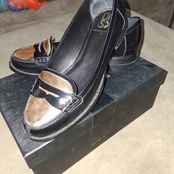 Donald J Pliner DMSX Yev Penny Loafer Black & Gold Women's 8.5M - Picture 4 of 7